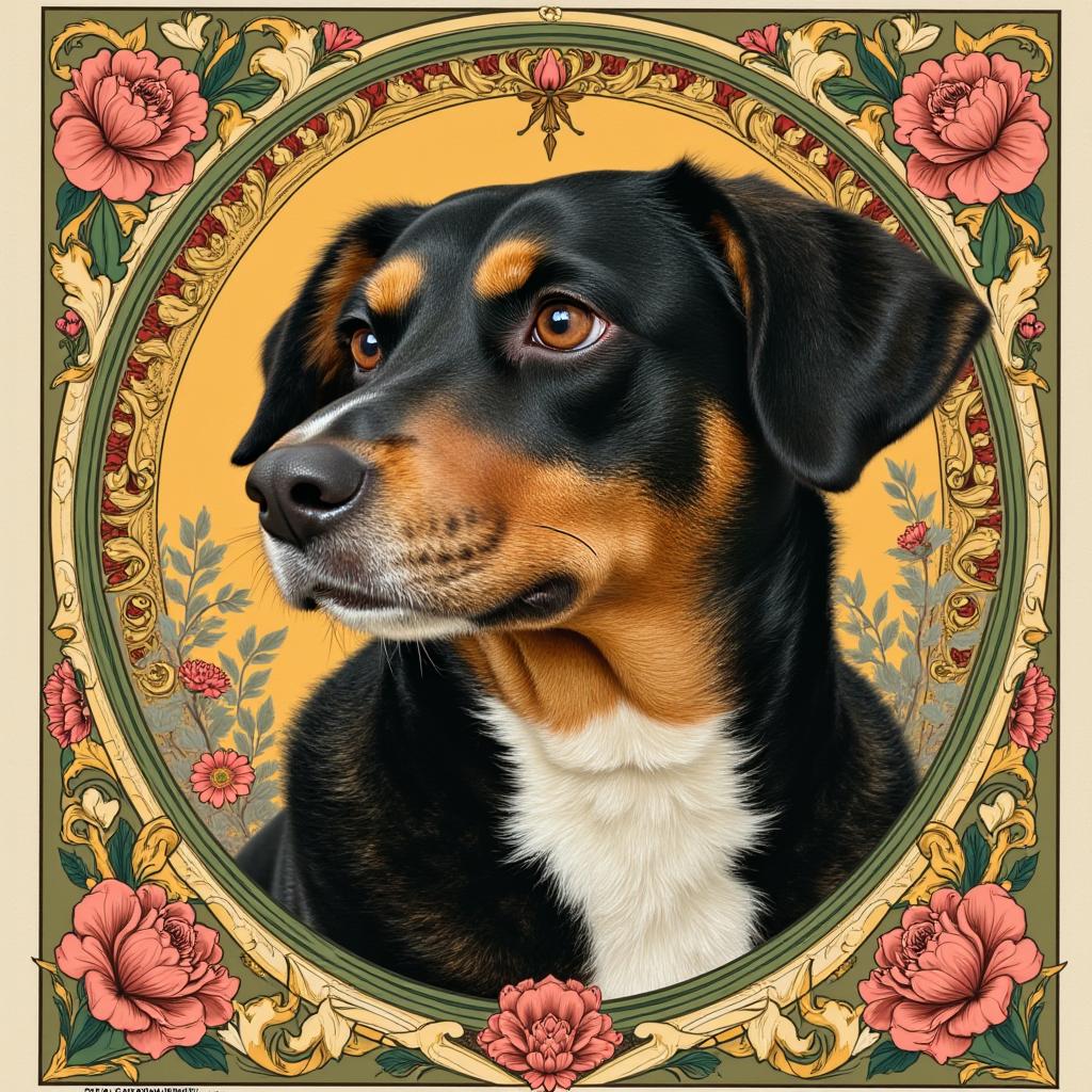 Art Nouveau style pet portrait
