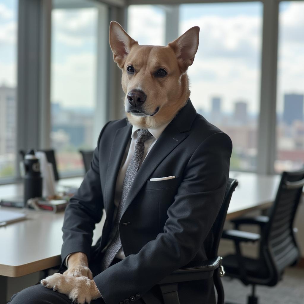 Business Executive style pet portrait