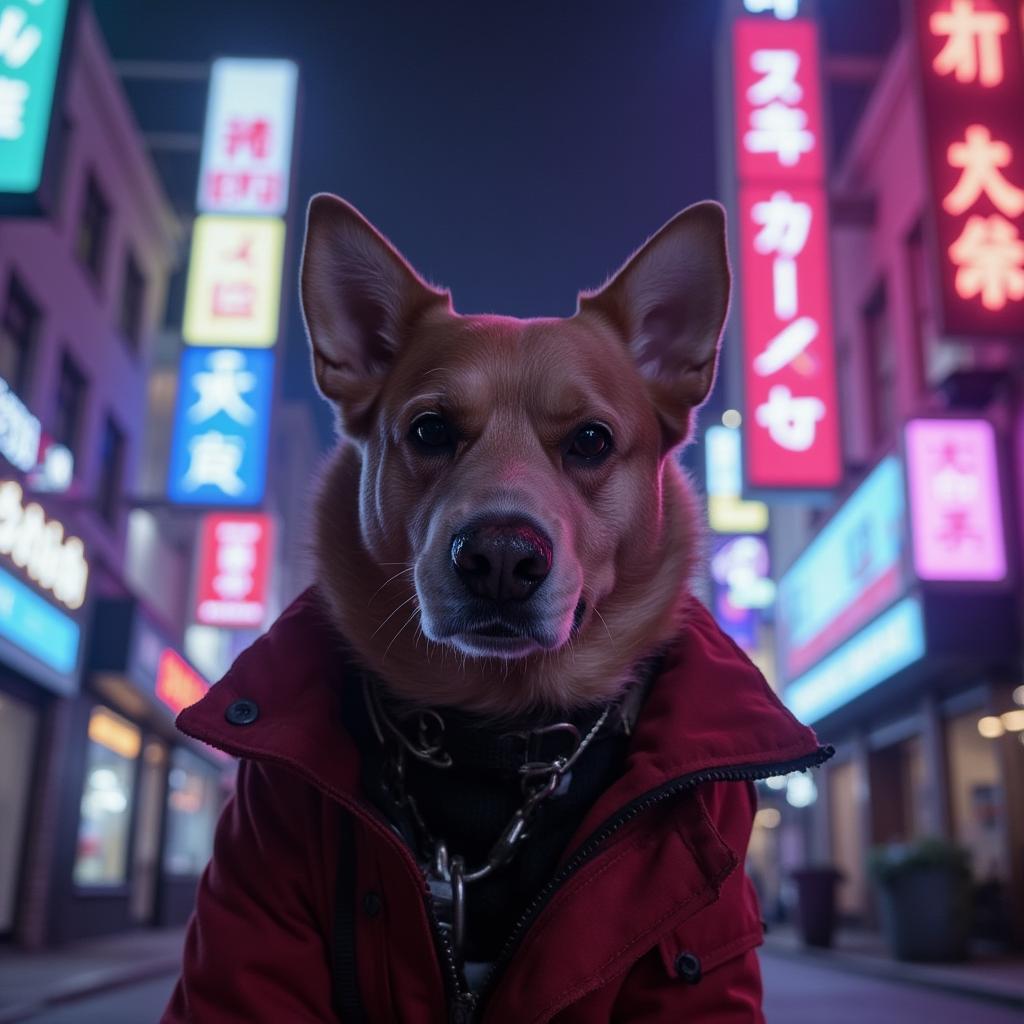 Cyberpunk style pet portrait