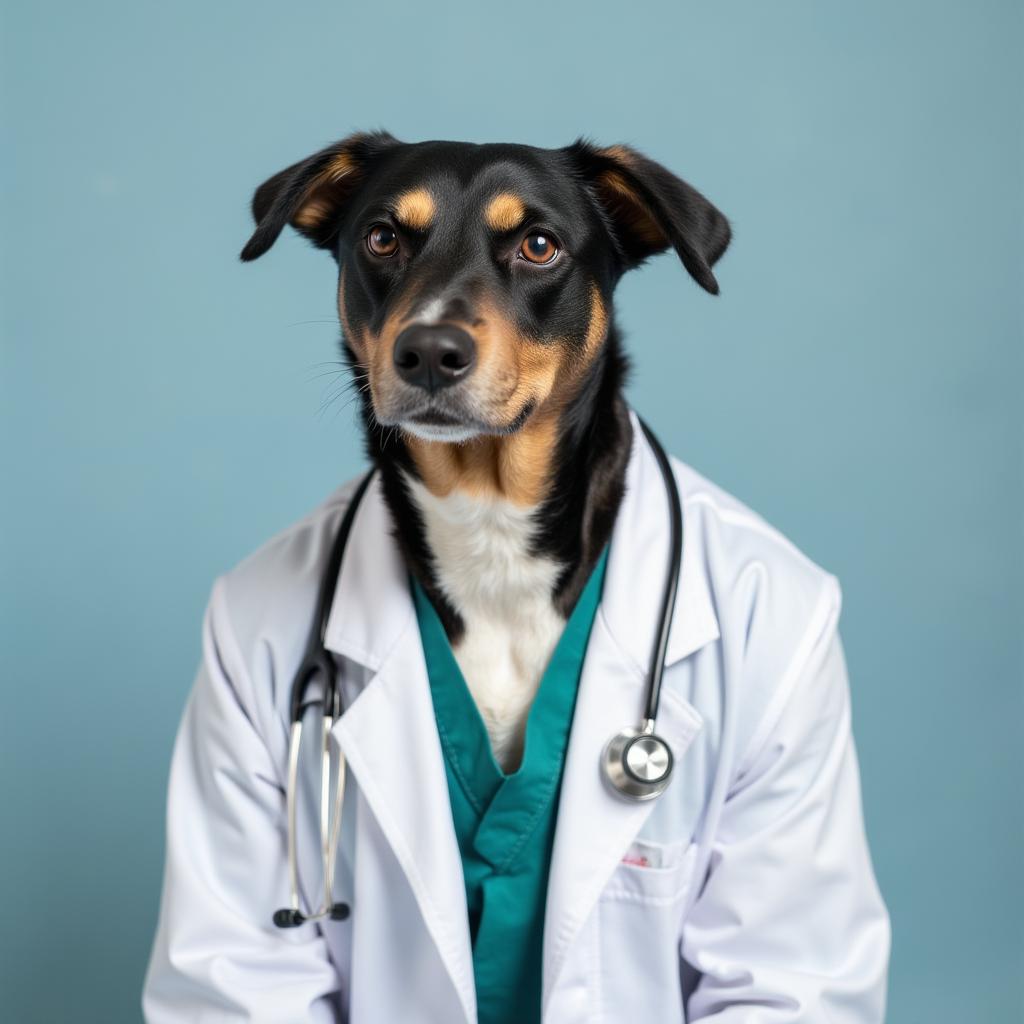 Doctor style pet portrait