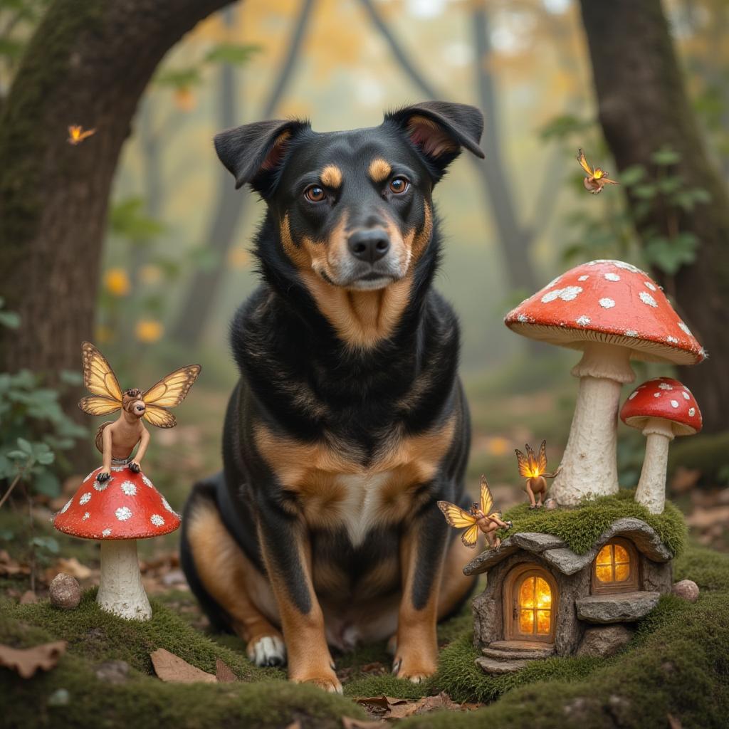 Fairy Garden style pet portrait