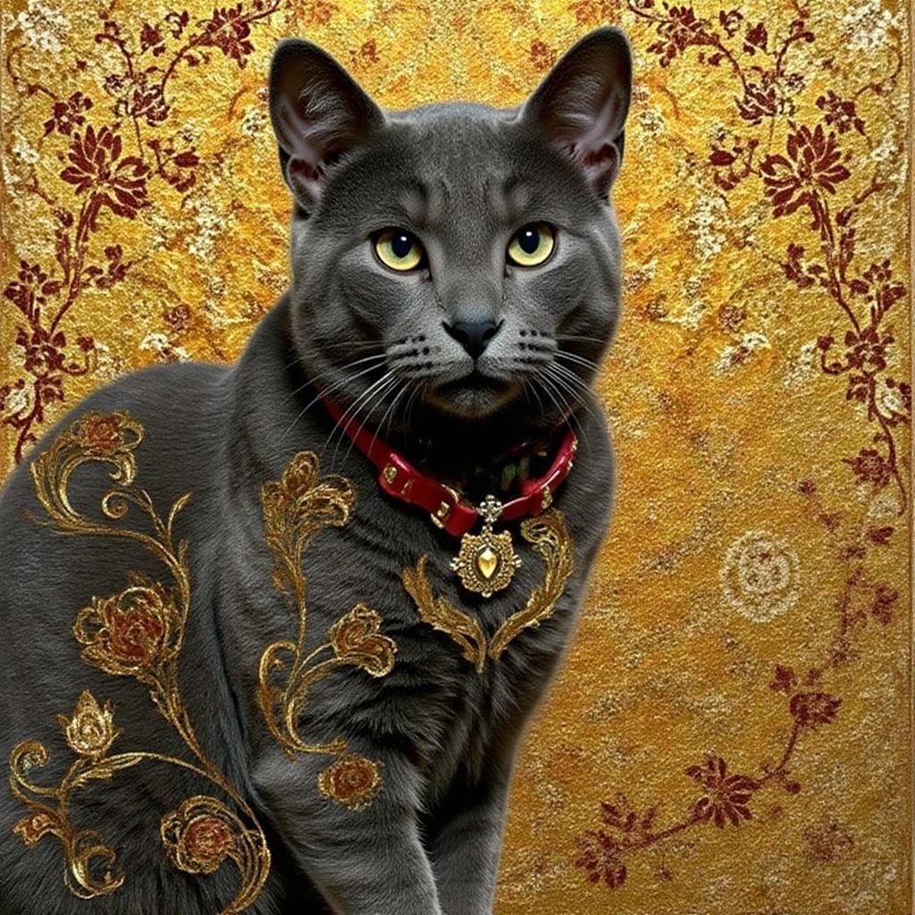 Gustav Klimt style pet portrait