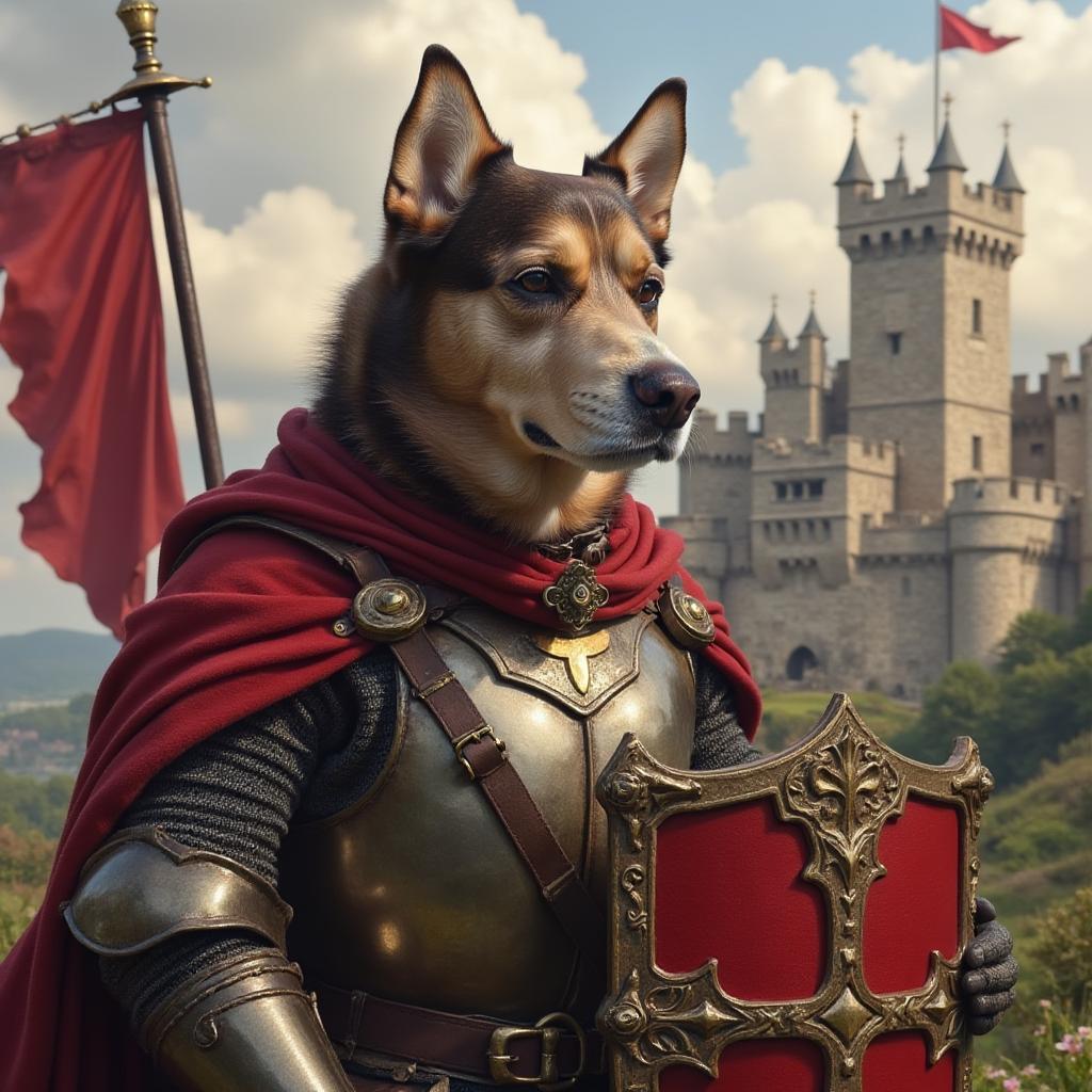 Medieval Knight style pet portrait