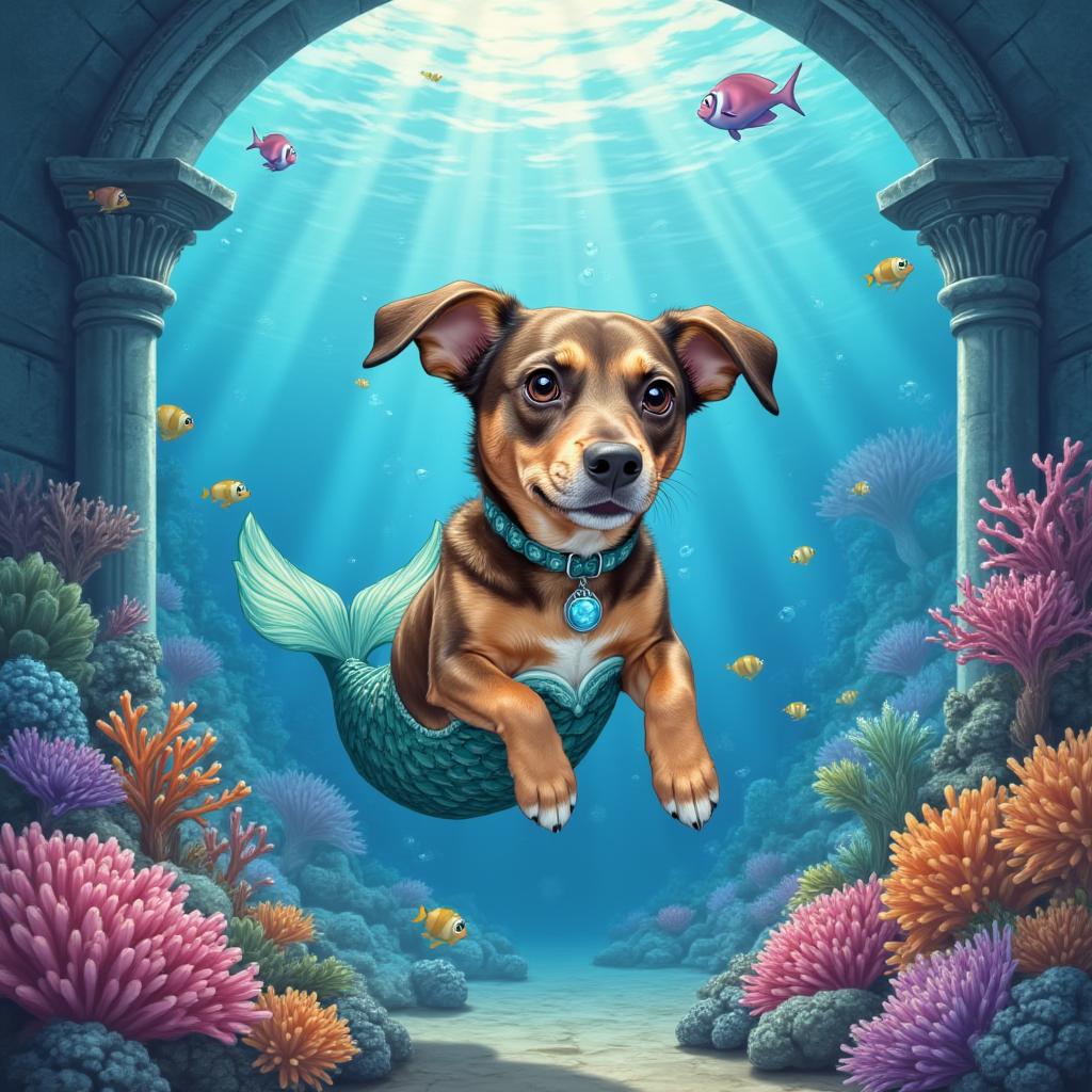 Mermaid Kingdom style pet portrait