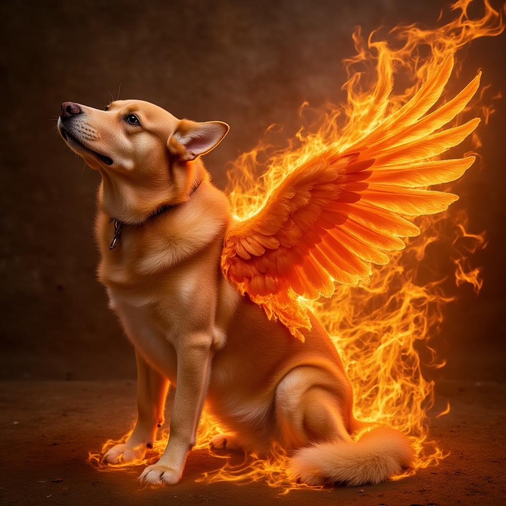 Phoenix Rising style pet portrait