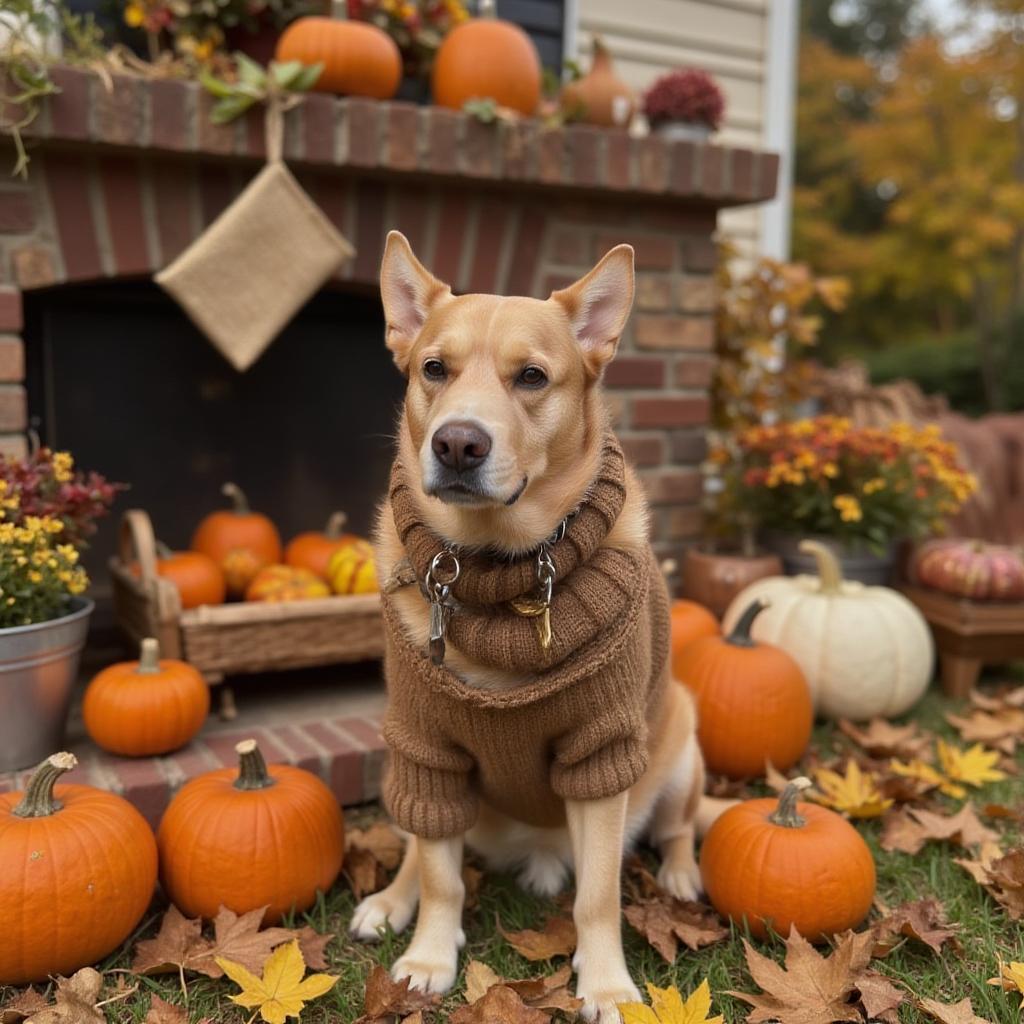 Thanksgiving style pet portrait