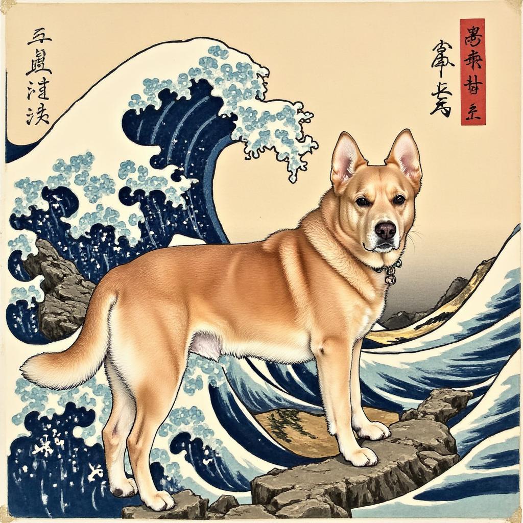 Ukiyo-e style pet portrait
