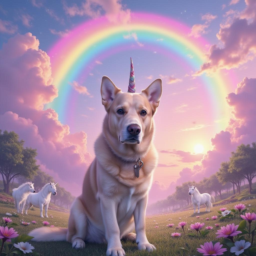 Unicorn Realm style pet portrait