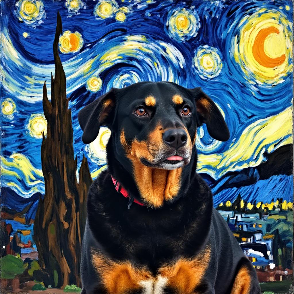 Van Gogh style pet portrait
